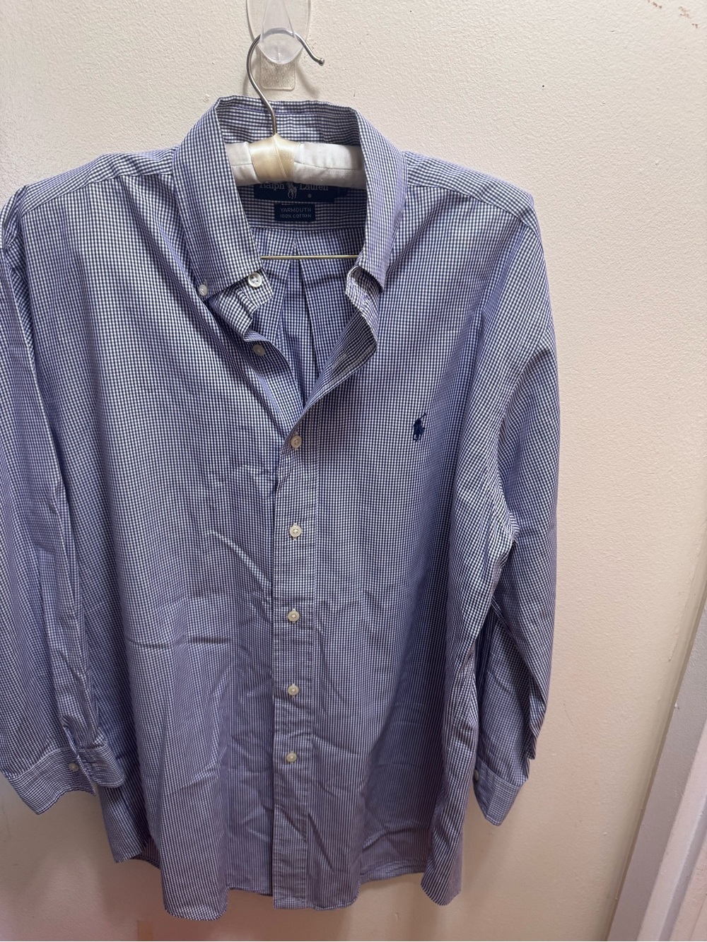 Ralph Lauren purple and White Micro-Check Dress Shirt size 15 34/45